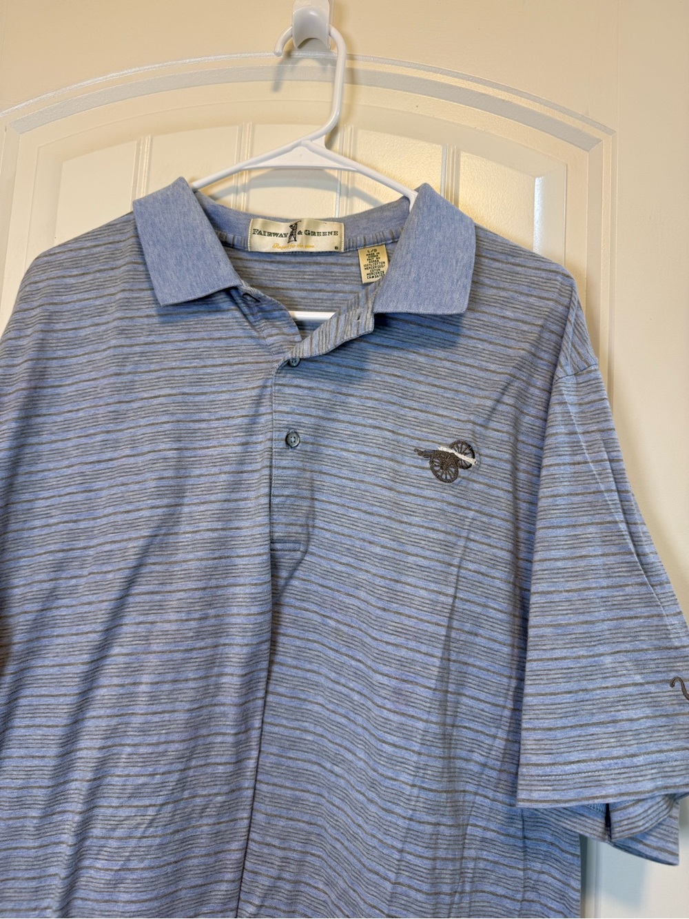 Fairway & Greene Spanish Oaks Golf Club Striped Polo Shirt Large 100% Cotton